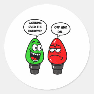 Sticker Rond Lumières de Noël Blague Ampoule Fonctionne Off On