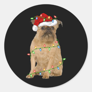 Sticker Rond Lumières de Noël Chapeau de Père Noël Griffon de B