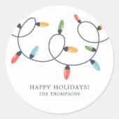 Sticker Rond Lumières de Noël colorées (Devant)