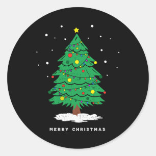 Sticker Rond Lumières de Noël de l'Arbre de Noël Rétro Joyeux