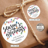 Sticker Rond Lumières de Noël Joyeuses Fêtes de nom