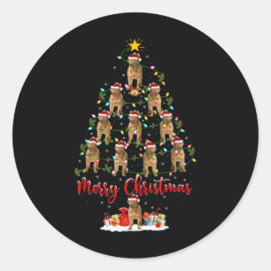 Sticker Rond Lumières de Noël Santa Dogue de Bordeaux Chien de