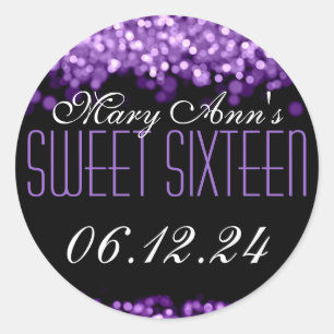 Sticker Rond Lumières de scintillement de sweet sixteen