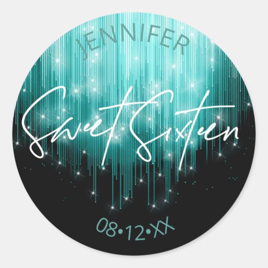 Sticker Rond Lumières en cascade Sweet 16 ID Turquoise790 (Devant)