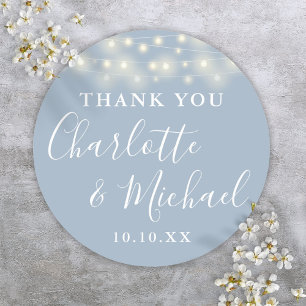 Sticker Rond Lumières en fil bleu poussiéreux Mariage Favori Me