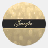 Sticker Rond Lumières Gold Bokeh (Devant)