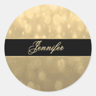 Sticker Rond Lumières Gold Bokeh
