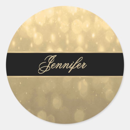 Sticker Rond Lumières Gold Bokeh (Devant)