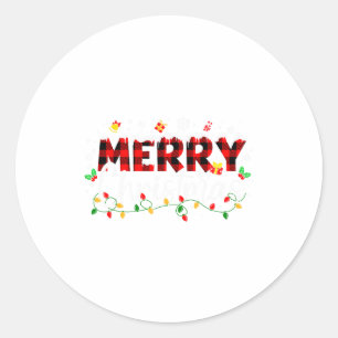 Sticker Rond Lumières Joyeux Noël Chapeau Rouge Santa Noël Fami