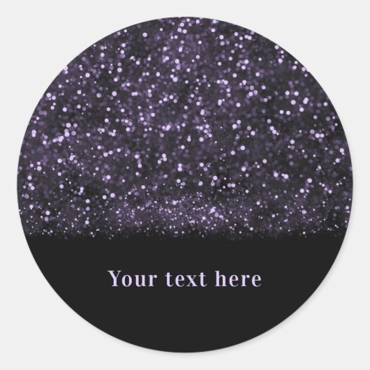 Sticker Rond Lumières scintillantes pailletées violettes Fête c (Devant)