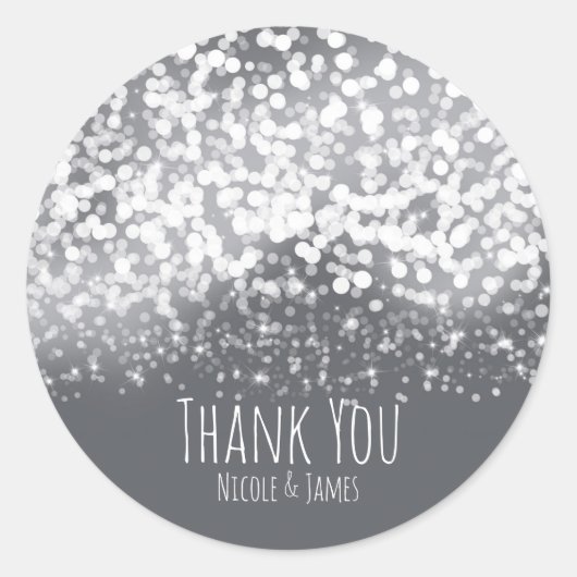 Sticker Rond Lumières scintillantes Romantique Gris Mariage mod (Devant)