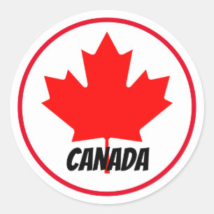 Sticker Rond Lumineuse Feuille d'érable canadienne Fête du Ca