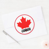 Sticker Rond Lumineuse Feuille d'érable canadienne Fête du Cana (Enveloppe)