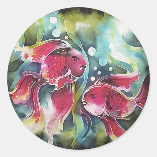 Sticker Rond Luminosité du poisson doré (Devant)