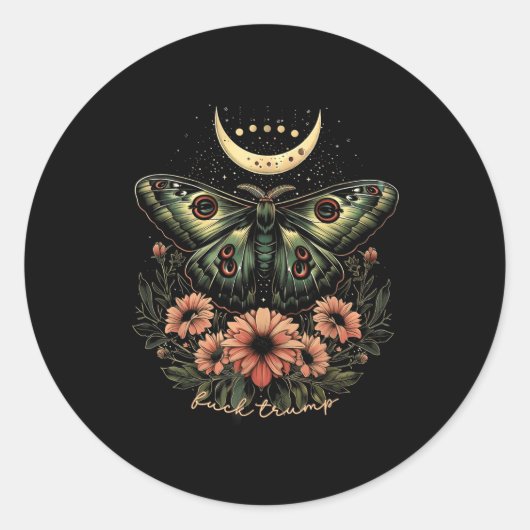 Sticker Rond Luna céleste Moth Subtil Anti Trump (Devant)