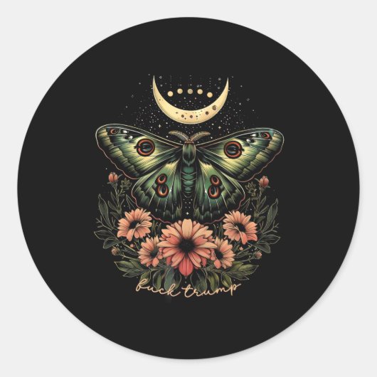 Sticker Rond Luna céleste Moth Subtil Anti Trump (Devant)