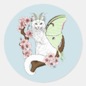 Sticker Rond Luna Moth Moth Blanc Chat Vert (Devant)