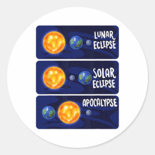 Sticker Rond Lunaire Eclipse Solaire Apocalypse Astrologie M