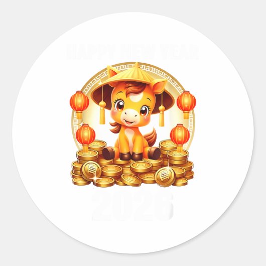 Sticker Rond Lunar New Year 2026 Chinese New Year Decorations  (Devant)