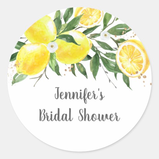 Sticker Rond Lunch de mariage doré et verdure de citron (Devant)