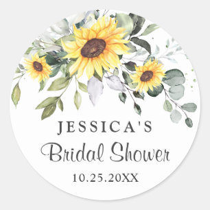 Sticker Rond Lunch de mariage élégant tournesols eucalyptus