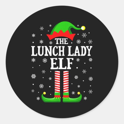 Sticker Rond Lunch Lady Elf Funny Christmas Family Matching (Devant)