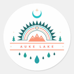 Sticker Rond lune arc-en-ciel du lac auke