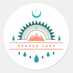 Sticker Rond lune arc-en-ciel du lac beaver