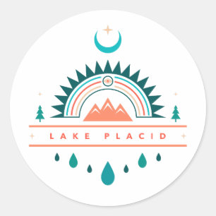 Sticker Rond lune arc-en-ciel du lac placard