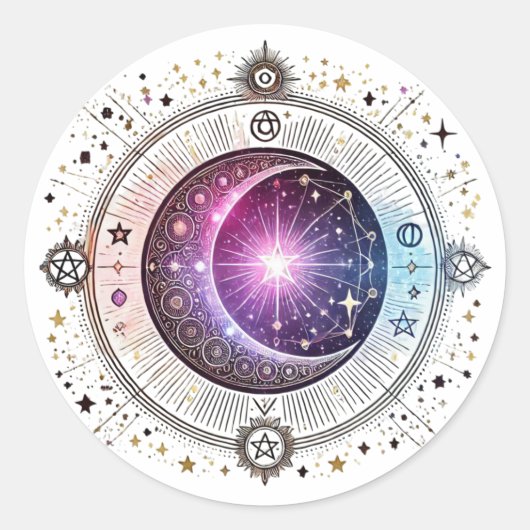 Sticker Rond Lune astrologique zodiaque (Devant)