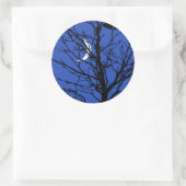 Sticker Rond Lune avec arbre, Bleu Cobalt, Noir et Blanc (Sac)
