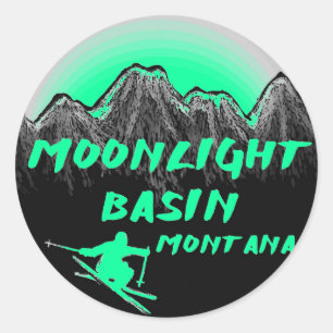 Sticker Rond Lune Bassin Montana skieur