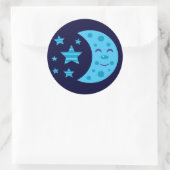 Sticker Rond Lune bleue et étoiles rayées (Sac)