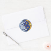 Sticker Rond Lune céleste et étoiles (Enveloppe)