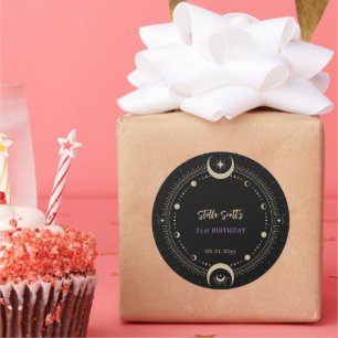 Sticker Rond Lune céleste mystique noire 21e anniversaire