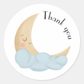 Sticker Rond Lune couchée Merci mou (Devant)