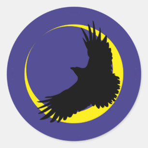 Sticker Rond Lune Croissant raven moon crescent