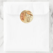 Sticker Rond Lune de champignons papillon orange (Sac)