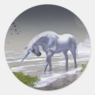 Sticker Rond Lune de licorne