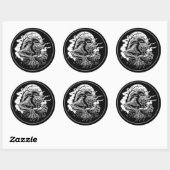 Sticker Rond Lune de loup-garou monochrome (Feuille)
