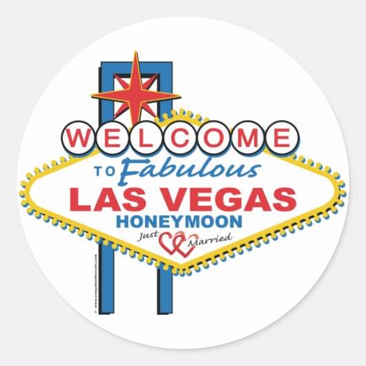 Sticker Rond Lune de miel de Las Vegas (Devant)