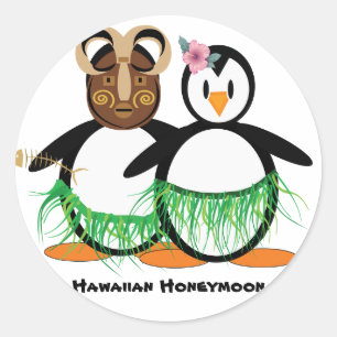 Sticker Rond Lune de miel hawaïenne