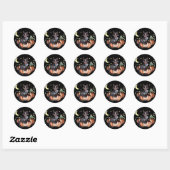 Sticker Rond Lune de patchs Citrouille de chat noir (Feuille)