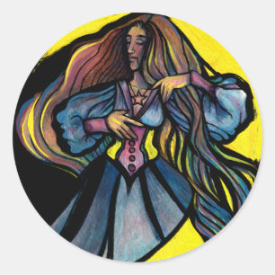 Sticker Rond Lune Enfant Déesse Art Lune Déesses Lune Enfant Lu