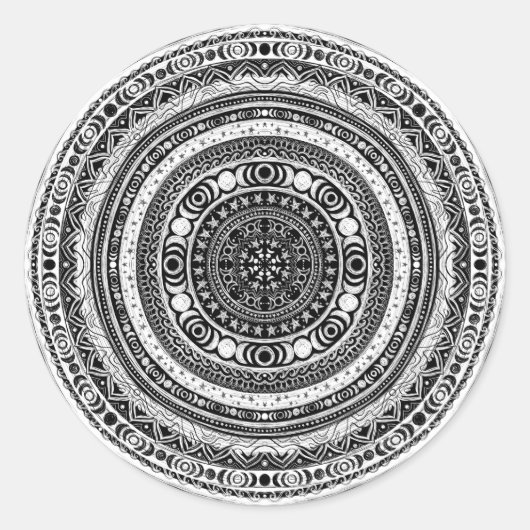Sticker Rond Lune Enfant Mandala Triple Lune Sorcière (Devant)