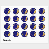 Sticker Rond Lune et étoiles (Feuille)