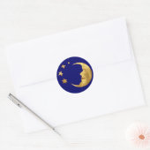 Sticker Rond Lune et étoiles (Enveloppe)