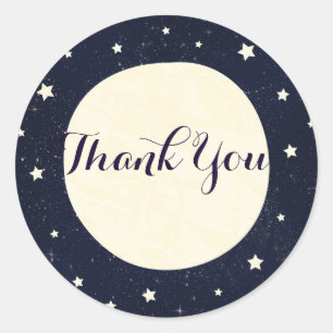 Sticker Rond Lune et Étoiles Capricieuses Cadeau de Remerciemen