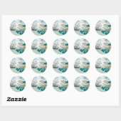 Sticker Rond Lune et fleurs (Feuille)