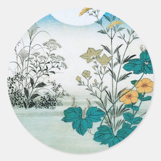 Sticker Rond Lune et fleurs (Devant)